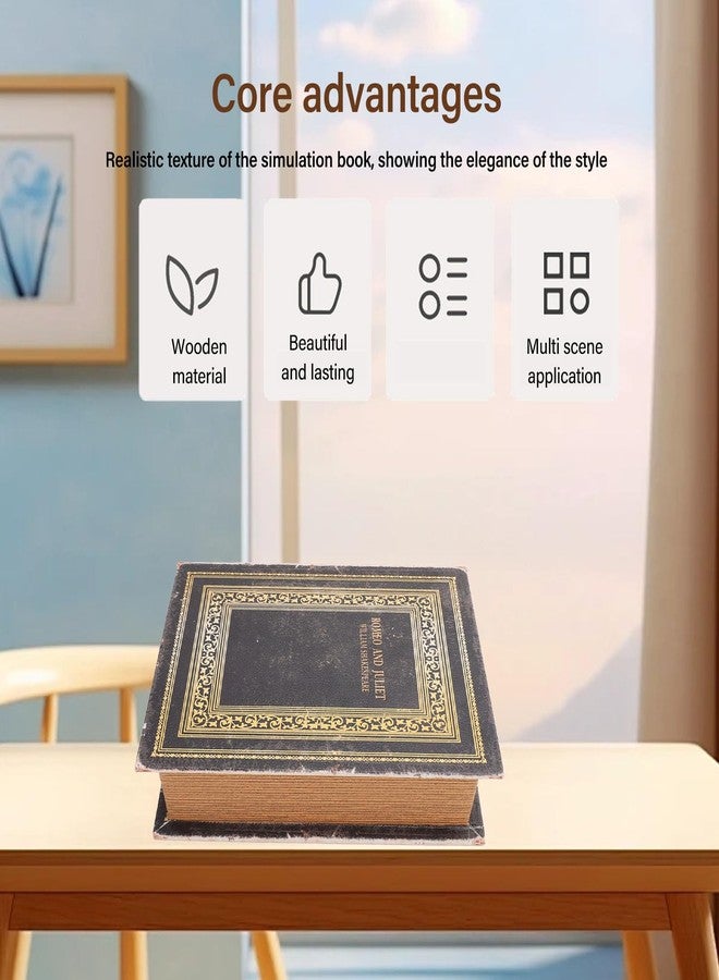 OPPWONG Fake Book Box, Wooden Antique Book Decorations Vintage Book Storage Box Book Hollow Book Book Shaped Trinket Keepsake Storage Boxes Memory Book Box for Women Man Home Decor - Image 4